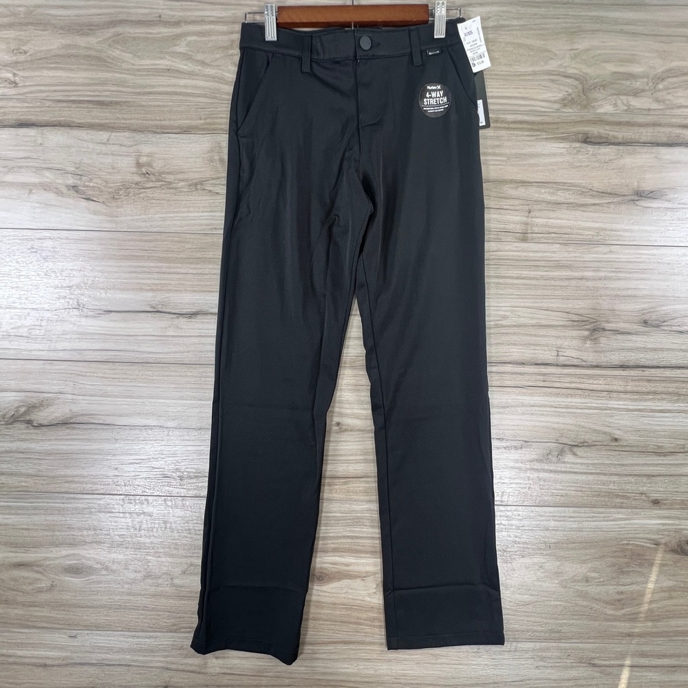 Hurley Boys Straight Fit Chino Pants Black 4-Way Stretch Size 14 NWT